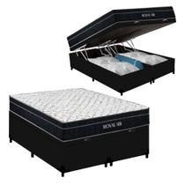 Cama Box Baú Casal Bipartido Sintético + Colchão Molas Ensacadas Royal Sleep Royal Air 138cm - Suporta 150 Kg Por Pessoa Cama Box Baú Casal Bipartido Sintético + Colchão Molas Ensacadas Royal Sleep Royal Air 138cm - Suporta 150 Kg Por Pessoa