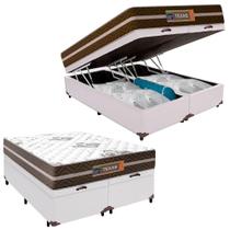 Cama Box Baú Casal Bipartido Sintético + Colchão Molas Ensacadas Texas Prime Colchões 138cm Cama Box Baú Casal Bipartido Sintético + Colchão Molas Ensacadas Texas Prime Colchões 138cm