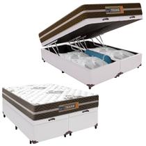 Cama Box Baú Casal Bipartido Sintético + Colchão Molas Ensacadas Texas Prime Colchões 138x188x67cm Cama Box Baú Casal Bipartido Sintético + Colchão Molas Ensacadas Texas Prime Colchões 138x188x67cm