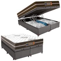 Cama Box Baú Casal Bipartido Sintético + Colchão Molas Ensacadas Texas Prime Colchões 138x188x67cm Cama Box Baú Casal Bipartido Sintético + Colchão Molas Ensacadas Texas Prime Colchões 138x188x67cm