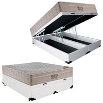 Cama Box Baú Casal Bipartido Sintético + Colchão Ortobom Airtech Molas Ensacadas 65x138x188 Branco