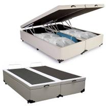 Cama Box Baú Casal Bipartido Sintético Mega Cama Branco 138x188x45cm