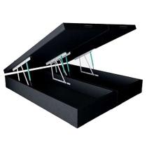 Cama Box Baú Casal Bipartido Sintético Preto - 138x188x35