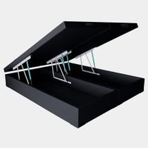 Cama Box Baú Casal Bipartido Sintético Preto - 138x188x35
