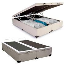 Cama Box Baú Casal Bipartido Sintético Serene Branco 138x188x44 Cama Box Baú Casal Bipartido Sintético Serene Branco 138x188x44