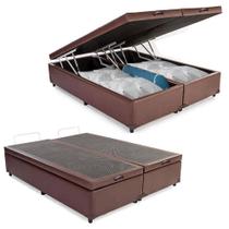 Cama Box Baú Casal Bipartido Sintético SerenePrime Marrom 138x188x44 Cama Box Baú Casal Bipartido Sintético SerenePrime Marrom 138x188x44
