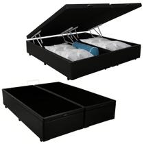 Cama Box Baú Casal Bipartido Sintético SerenePrime Preto 138x188x44 Cama Box Baú Casal Bipartido Sintético SerenePrime Preto 138x188x44
