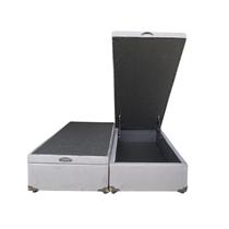 Cama Box Baú Casal Bipartido Suede Cinza Com Pistão A Gás, Estrutura Reforçada, Imperium do Sono