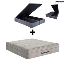 Cama Box Baú Casal Bipartido Suede Cinza e Colchão de Mola Ensacada Casal Airtech Ortobom Cama Box Baú Casal Bipartido Suede Cinza e Colchão de Mola Ensacada Casal Airtech Ortobom