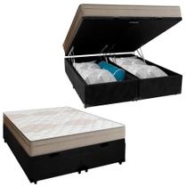 Cama Box Baú Casal Bipartido Suede + Colchão De Molas Ensacadas Portobel Ipanema 138x188x66cm Preto Cama Box Baú Casal Bipartido Suede + Colchão De Molas Ensacadas Portobel Ipanema 138x188x66cm Preto