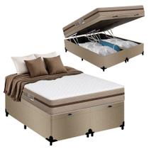 Cama Box Baú Casal Bipartido Suede + Colchão Molas Ensacadas Royal Sleep BioClassic 138cm - Suporta 120 Kg Por Pessoa Cama Box Baú Casal Bipartido Suede + Colchão Molas Ensacadas Royal Sleep BioClassic 138cm - Suporta 120 Kg Por Pessoa