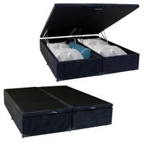 Cama Box Baú Casal Bipartido Suede Mega Cama Preto 138x188x45cm Cama Box Baú Casal Bipartido Suede Mega Cama Preto 138x188x45cm