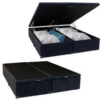 Cama Box Baú Casal Bipartido Suede SerenePrime Preto 138x188x44