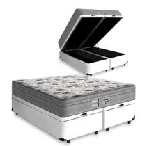 Cama Box Baú Casal Bipartido - Tecido Sintético Branco Colchão De Molas Ensacadas - Probel - Evolution 138cm Cama Box Baú Casal Bipartido - Tecido Sintético Branco Colchão De Molas Ensacadas - Probel - Evolution 138cm
