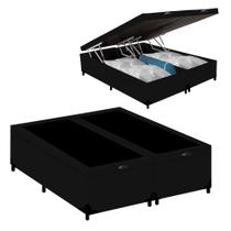Cama Box Baú Casal Bipartido Turca Sintético Preto 138x188x41 Cama Box Baú Casal Bipartido Turca Sintético Preto 138x188x41