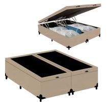 Cama Box Baú Casal Bipartido Turca Suede Bege 138x188x41 Cama Box Baú Casal Bipartido Turca Suede Bege 138x188x41