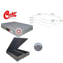 Cama Box Baú Casal Blindada Bipartida com Colchão Castor D33 Sleep Max 138x188 Resistência e Conforto de Alto Padrão