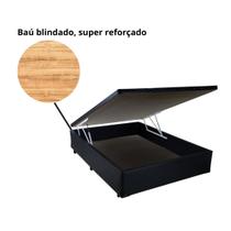 Cama Box Baú Casal Blindada Reforçada Pés de Madeira 138x188 Cama Box Baú Casal Blindada Reforçada Pés de Madeira 138x188