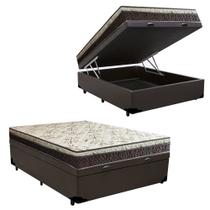 Cama Box Baú Casal Blindado material sintético + Colchão Casal Espuma Extra Firme D33 Elegance Ortopédico 64x138x188 Marrom Cama Box Baú Casal Blindado material sintético + Colchão Casal Espuma Extra Firme D33 Elegance Ortopédico 64x138x188 Marrom