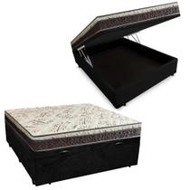 Cama Box Baú Casal Blindado Suede + Colchão Casal Espuma Extra Firme D33 Elegance Ortopédico 72x138x 188 Preto Cama Box Baú Casal Blindado Suede + Colchão Casal Espuma Extra Firme D33 Elegance Ortopédico 72x138x 188 Preto