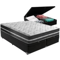 Cama Box Baú Casal Blindado suede Preto+ Colchão casal 22cm