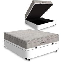 Cama Box Bau Casal Branca Colchão Ortobom De Molas Ensacadas Airtech Springpocket