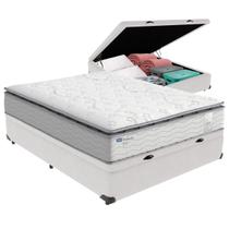 Cama Box Baú Casal Branco + Colchão Amsterdã Molas Ensacadas Probel