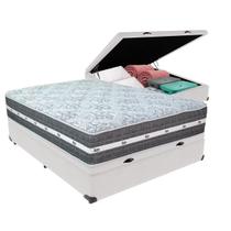 Cama Box Baú Casal Branco + Colchão Black Graphite 27 Molas Ensacadas Anjos Cama Box Baú Casal Branco + Colchão Black Graphite 27 Molas Ensacadas Anjos