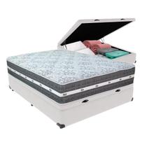 Cama Box Baú Casal Branco + Colchão Black Graphite 32 Molas Ensacadas Anjos Cama Box Baú Casal Branco + Colchão Black Graphite 32 Molas Ensacadas Anjos
