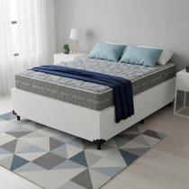 Cama Box baú casal Branco + Colchão de mola ensacada