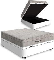 Cama Box Bau Casal Branco Colchão de Molas ensacadas Ortobom Airtech SpringPocket Casal