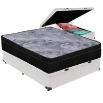 Cama Box Baú Casal Branco + Colchão Pampa Molas Ensacadas Ortobom