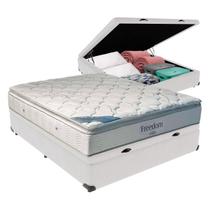 Cama Box Baú Casal Branco e Colchão Freedom Molas Ensacadas Ortobom Cama Box Baú Casal Branco e Colchão Freedom Molas Ensacadas Ortobom