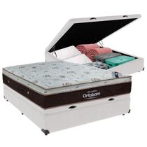Cama Box Baú Casal Branco e Colchão Sleep King Molas Ensacadas Ortobom