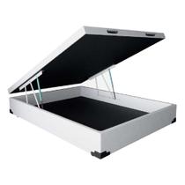 Cama Box baú casal branco sintético premium Cama Box baú casal branco sintético premium