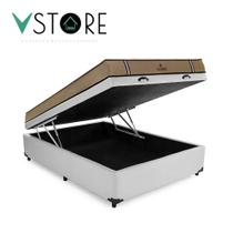 Cama Box Baú Casal Bravus + Colchão Madrid D33 Mola Ensacada 138x188x66cm Várias Cores - VPRIME Cama Box Baú Casal Bravus + Colchão Madrid D33 Mola Ensacada 138x188x66cm Várias Cores - VPRIME
