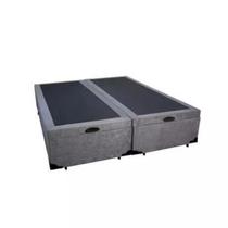 Cama Box Baú Casal Cinza Bi partido com Pistão A Gás 138x188