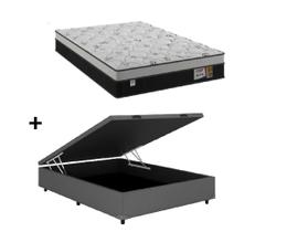 Cama Box Baú Casal Cinza Colchão Alfa Molas Ensacadas 138x188 - Plumatex