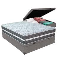 Cama Box Baú Casal Cinza + Colchão Black Graphite 27 Molas Ensacadas Anjos Cama Box Baú Casal Cinza + Colchão Black Graphite 27 Molas Ensacadas Anjos