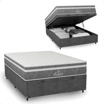 Cama Box Baú Casal Cinza + Colchão Paris Molas Ensacadas Cama Box Baú Casal Cinza + Colchão Paris Molas Ensacadas