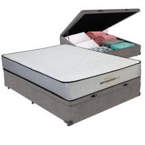 Cama Box Baú Casal Cinza e Colchão Orthopedic D33 V-Tech