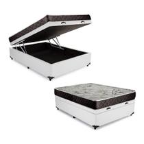 Cama Box Baú Casal Colchão Alana Espuma D20 Acolchões + Box Sintético 49x138x188