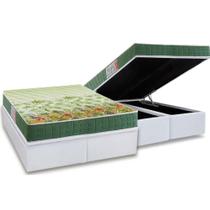 Cama Box Baú Casal: Colchão Anatômico Anjos D28 / AG65 Pantanal + Base CRC Courano White(138x188)