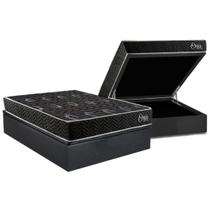 Cama Box Baú Casal + Colchão Anatômico Kappesberg D28 AnatÃmico Onix + Base CRC Corano Gray