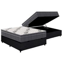 Cama Box Baú Casal: Colchão Anatômico Ortobom D33 / EP Airtech 100 + Base CRC Courano Black(138x188)