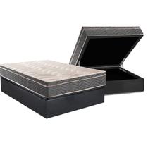Cama Box Baú Casal: Colchão Anatômico Paropas D45 Conforto Mega Firme + Base CRC Suede Gray (138x188)