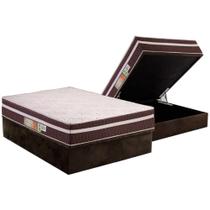 Cama Box Baú Casal: Colchão Anatômico Polar D28 Orthoface Vip + Base CRC Suede Brown (138x188)