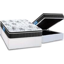 Cama Box Baú Casal: Colchão Anatômico Probel D40 Guarda Costas Premium Hiper Firme Pillow Top + Base CRC Courano White(138x188)