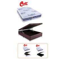 Cama Box Baú Casal + Colchão Castor Silver Star Tecnopedic Dupla Face 138x188 - Luxo e Conforto