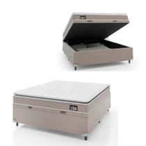 Cama Box Baú Casal Colchão D45 Com Pillow Top Hellen Strong Bege 138x188x65cm Suporta Até 150kg Bege Cama Box Baú Casal Colchão D45 Com Pillow Top Hellen Strong Bege 138x188x65cm Suporta Até 150kg Bege